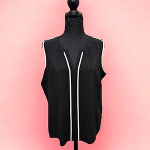 Calvin Klein, Black and White Sleeveless Blouse